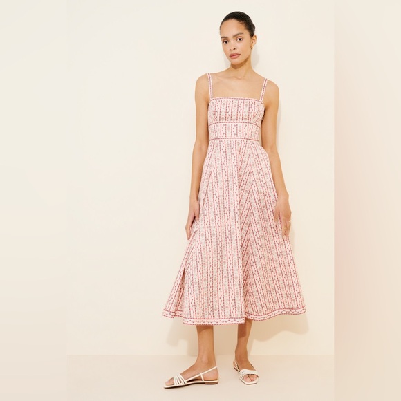 Hill House Margot Midi Dress in Pink Emma Stripe Combo